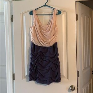 Blush and purple, rutched sleeveless dress